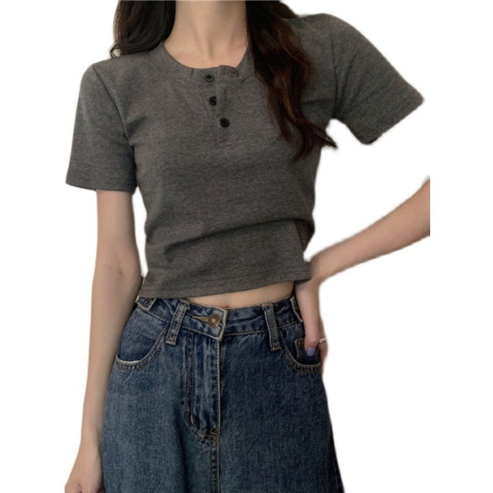 Women's Short Sleeve Henley Shirt Lisslune