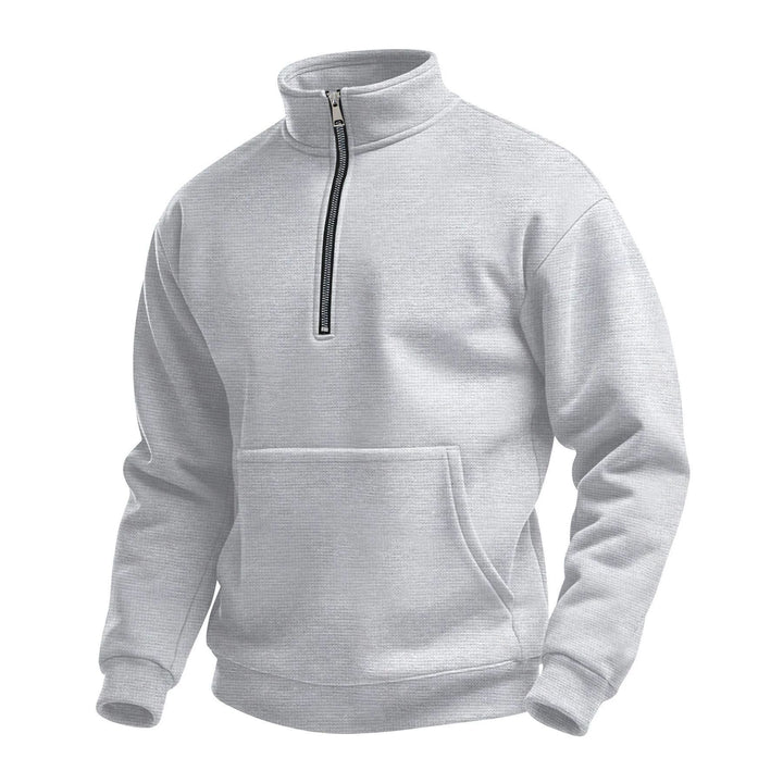 Men's fleece pullover with elegant stand-up collar and practical kangaroo pocket Lisslune