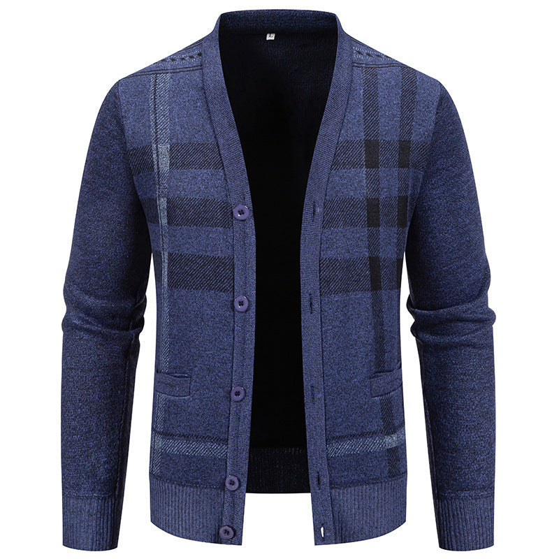 Men's cardigan with stylish check pattern by Lisslune