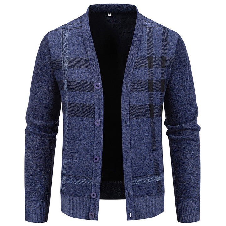 Men's cardigan with stylish check pattern by Lisslune
