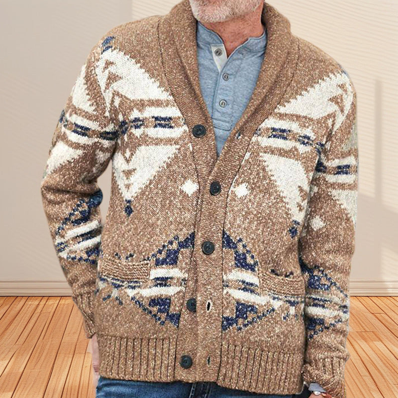 Men's cardigan with intricate pattern and practical pockets Lisslune