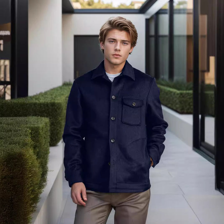 Men's fashion wool jacket with chest pocket and button details Lisslune