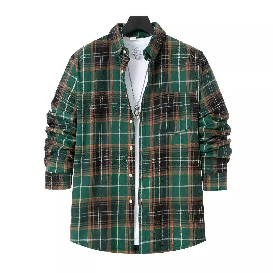 Men's Checkered Flannel Shirt with Chest Pocket and Comfortable Fit Lisslune