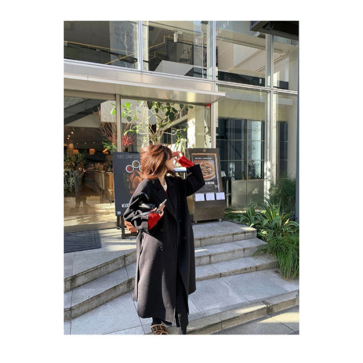 Women elegant winter coat with double button placket and generous pockets Lisslune