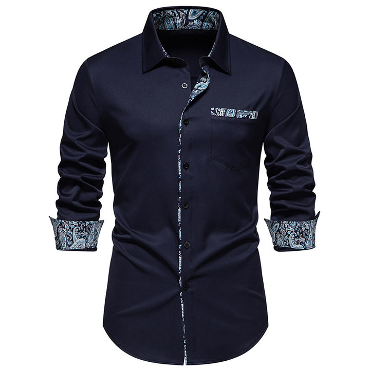 Men's Long Sleeve Shirt with Modern Paisley Design Lisslune