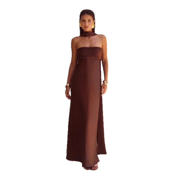 Women Elegant Maxi Dress with Off-Shoulder Design and Slim Top
