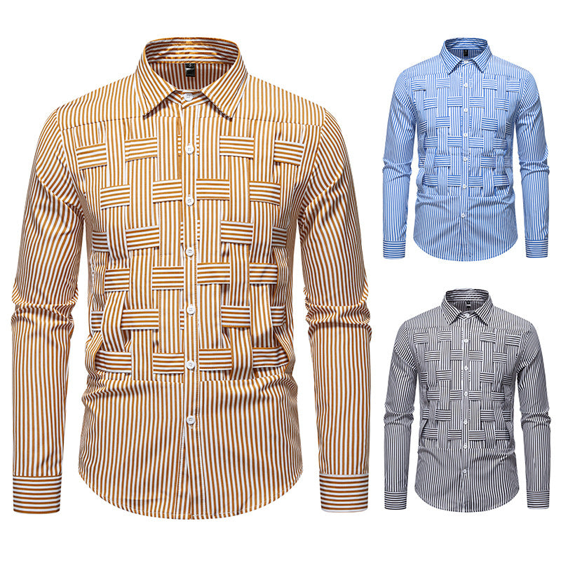 Men's long-sleeve shirt with modern check pattern Lisslune