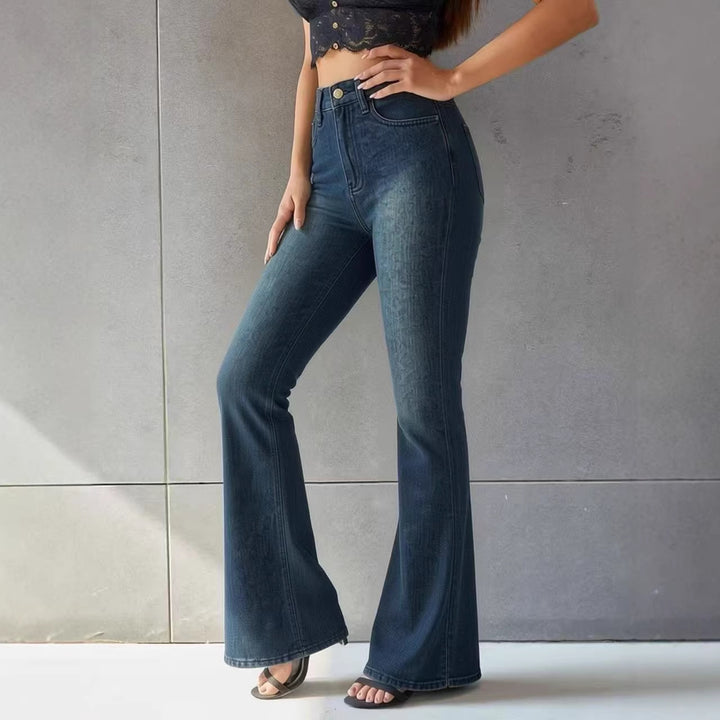 Women Flared Jeans with High Waist and Unique Structure Design Lisslune