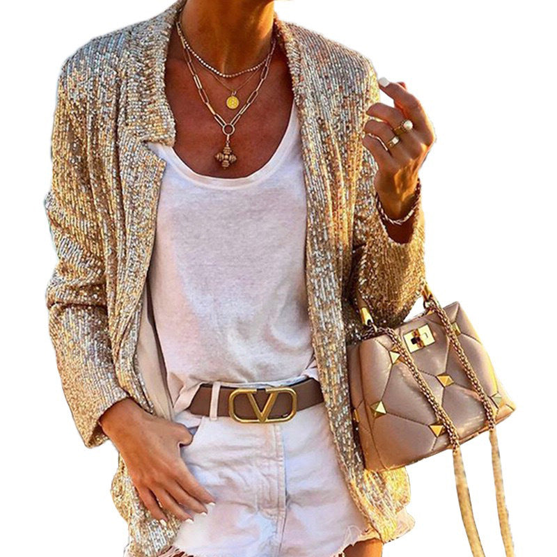 Women's cardigan with shimmering effect and loose fit