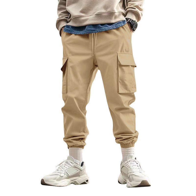 Men's cargo pants with elastic waistband and multifunctional pockets Lisslune