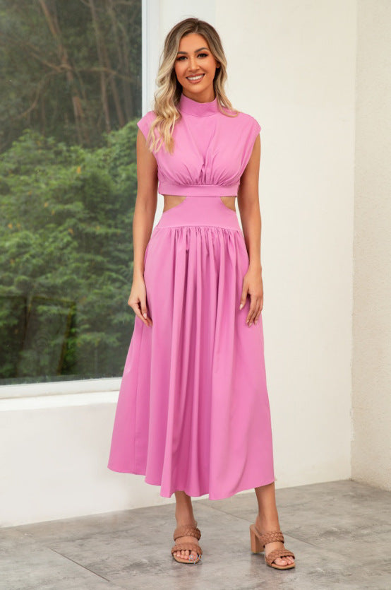 Women's maxi dress with cut-outs and modern stand-up collar Lune London