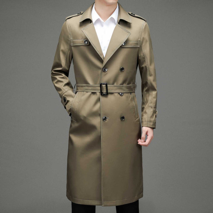 Men's Elegant Trench Coat with Fashionable Cut and Practical Pockets Lisslune
