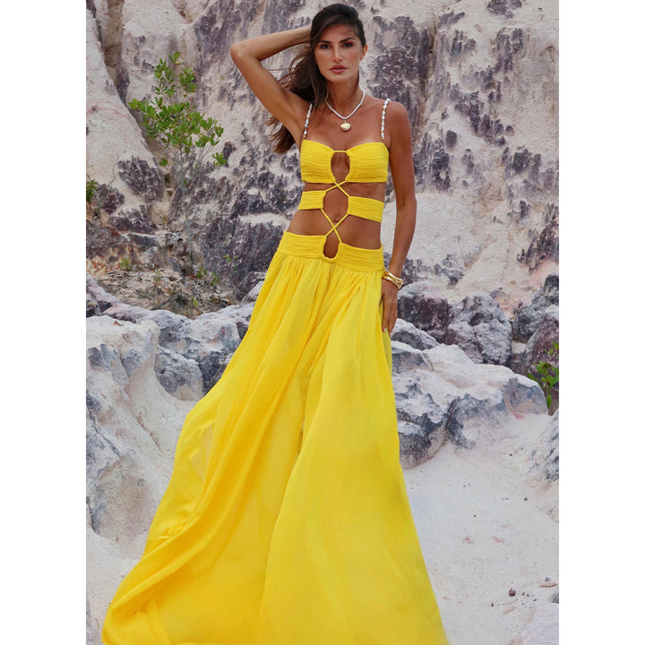 Women's maxi dress with unique cut-out design