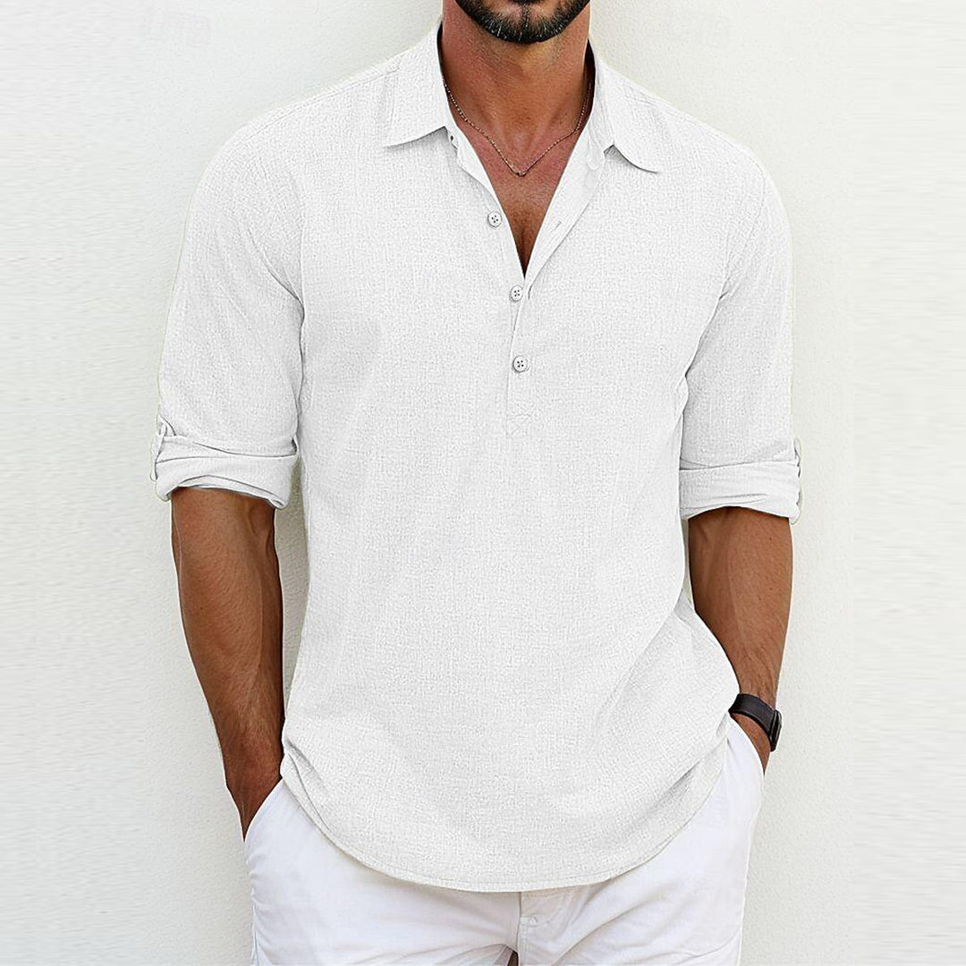 Men's casual long-sleeve shirt with button placket and modern cut Lisslune