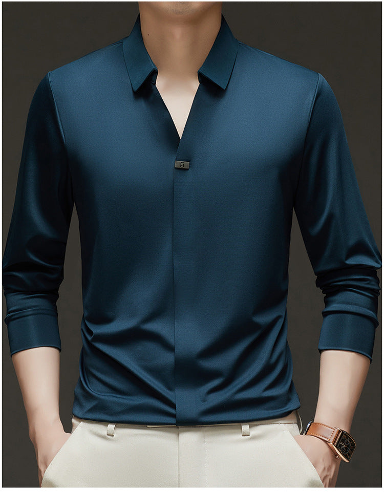 Men's Slim-Fit Long Sleeve Shirt made of high-quality functional fiber Lisslune