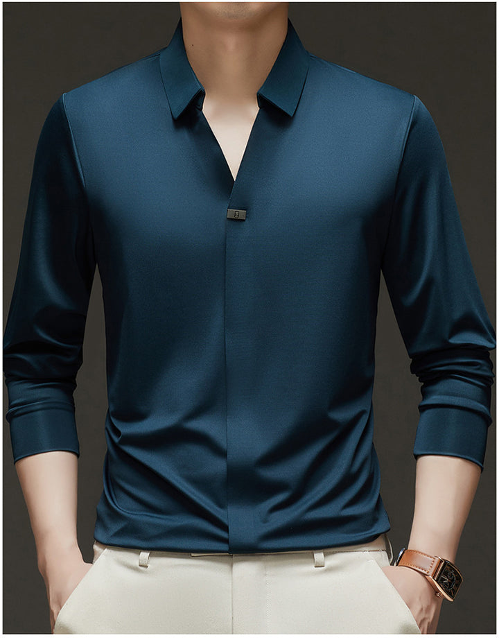 Men's Slim-Fit Long Sleeve Shirt made of high-quality functional fiber Lisslune