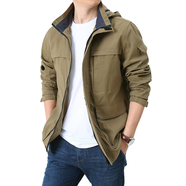 Men's Casual Transitional Jacket with Adjustable Hood Collar Lisslune