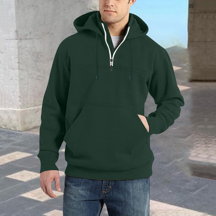 Men's stylish hoodie with half zipper and practical kangaroo pockets Lisslune