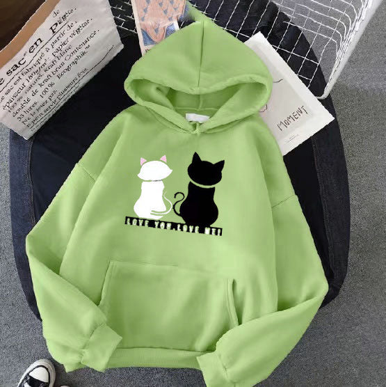 Women's hoodie with cute cat design and casual fit Lisslune