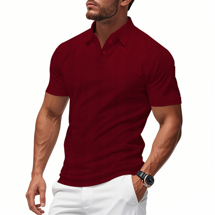 Men's stylish short-sleeve polo shirt with textured surface Lisslune