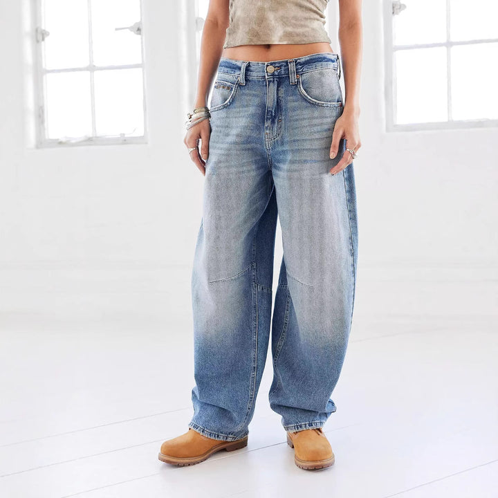 Damen weit geschnittene Jeans im lässigen Stil mit modischen Details Lisslune