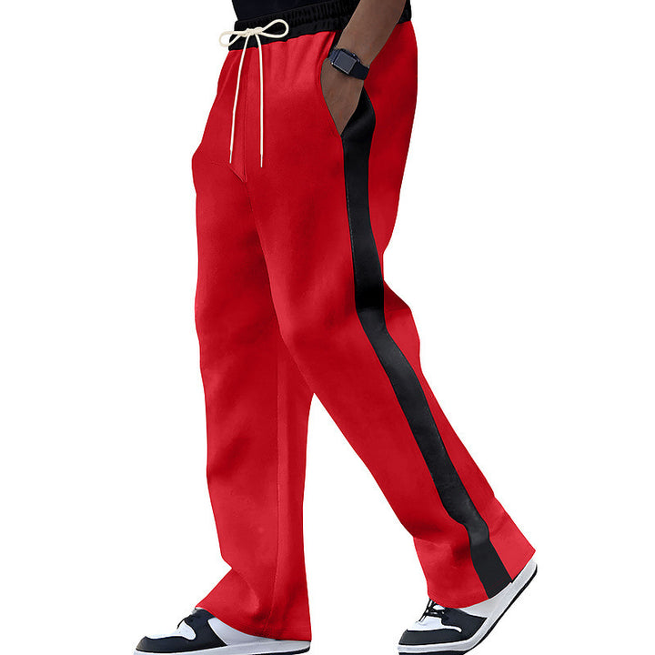 Men's leisure pants with contrasting side stripes and elastic waistband Lisslune