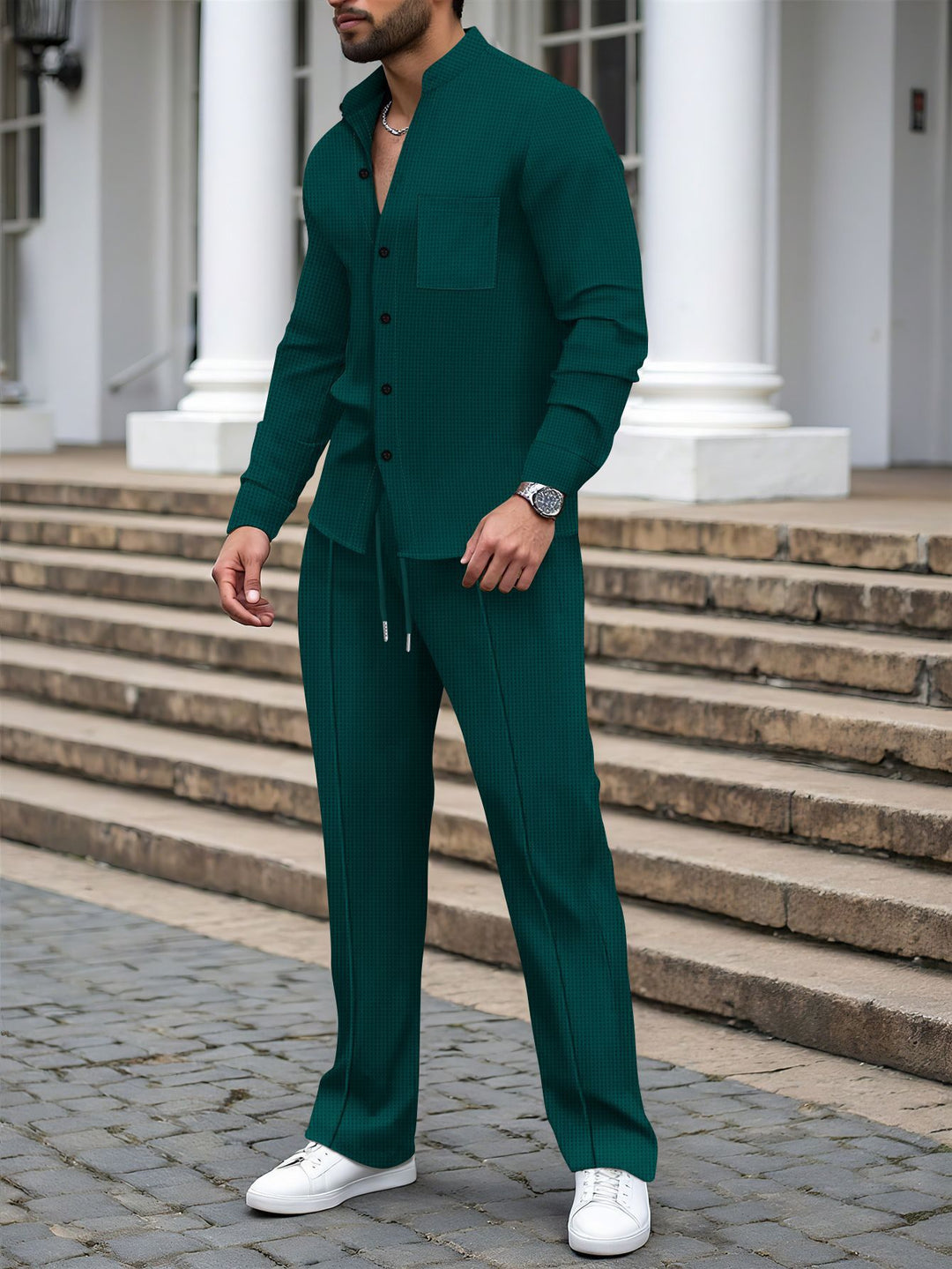 Men's elegant checkered trousers with matching shirt Lisslune