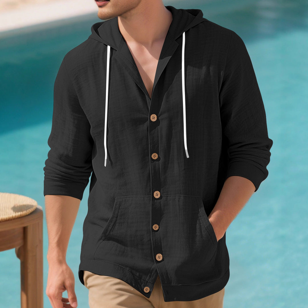 Men's elegant leisure jacket with hood and practical pockets Lisslune