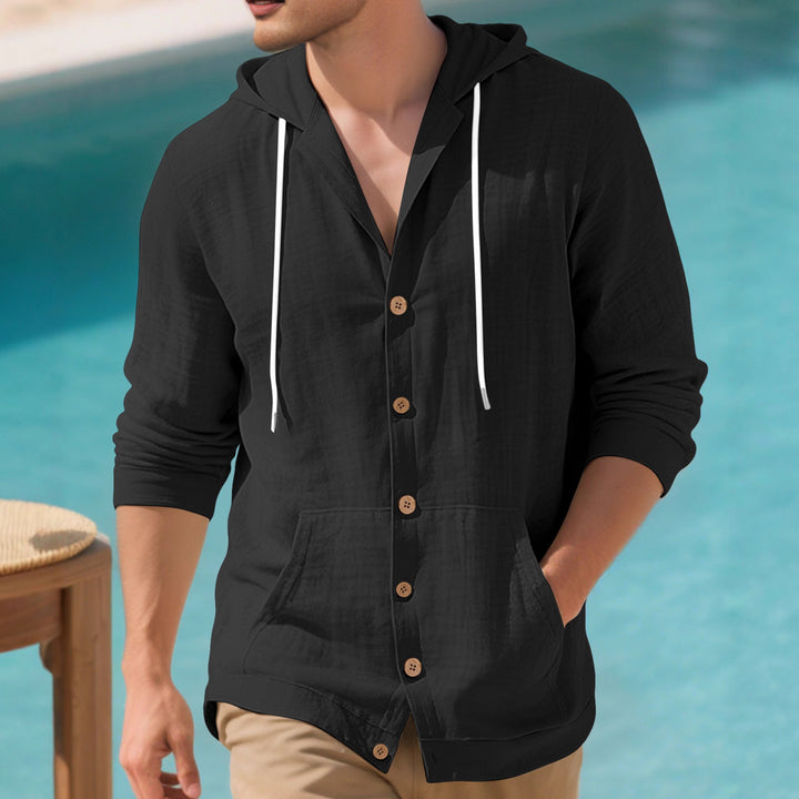 Men's elegant leisure jacket with hood and practical pockets Lisslune