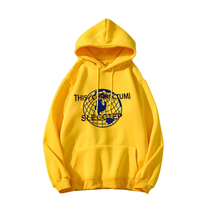 Women's Hoodie with Modern World Map Design Lisslune