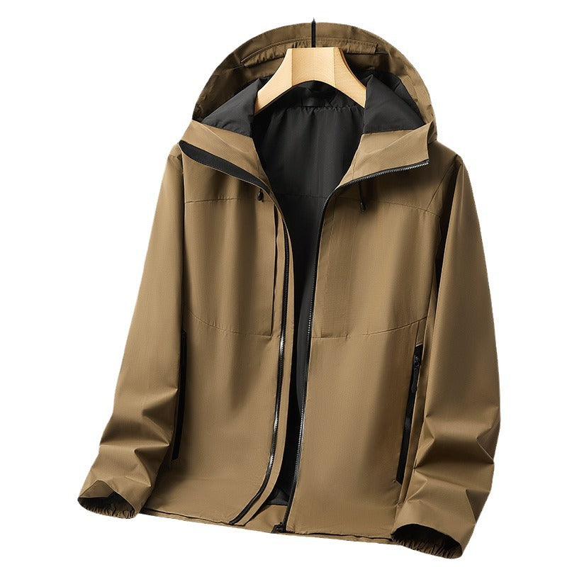 Men's Waterproof Outdoor Jacket with Adjustable Hood Collar and Breathable Features Lisslune