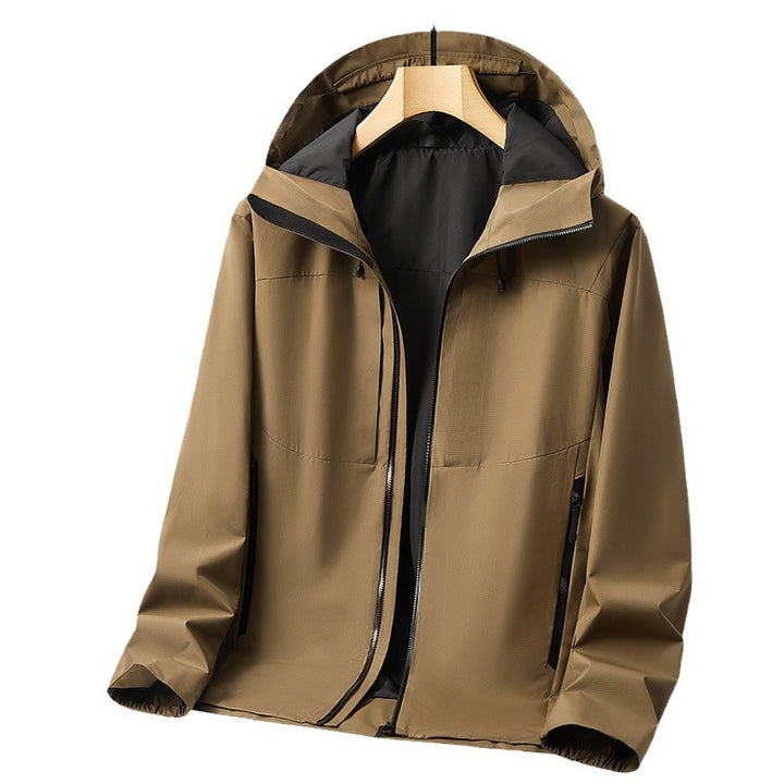Men's Waterproof Outdoor Jacket with Adjustable Hood Collar and Breathable Features Lisslune