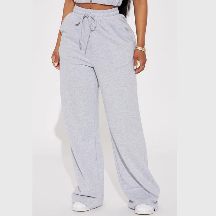 Women's wide sweatpants with elastic waistband and drawstring Lisslune