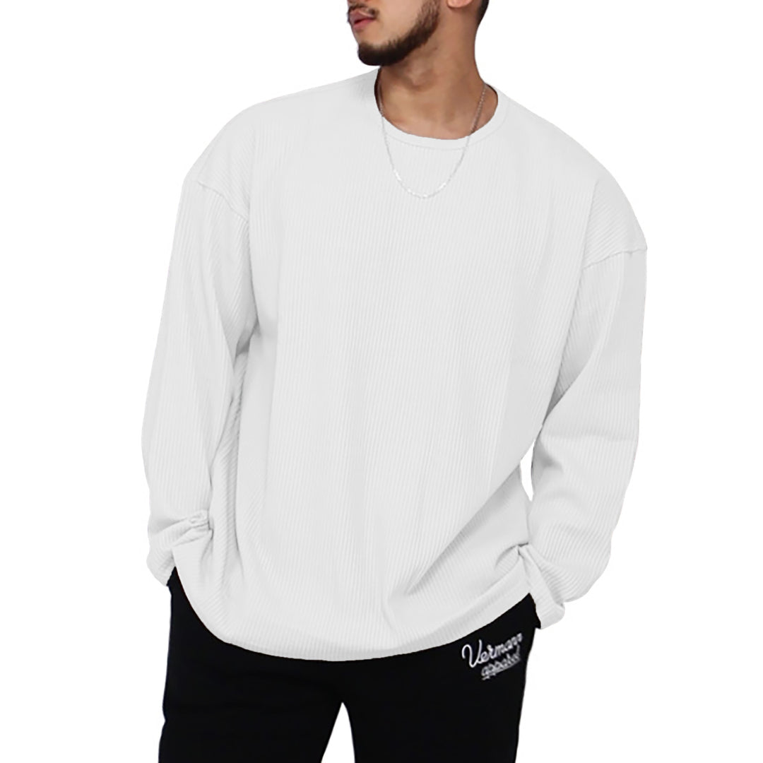 Men's casual oversized pullover made of textured cotton blend Lisslune
