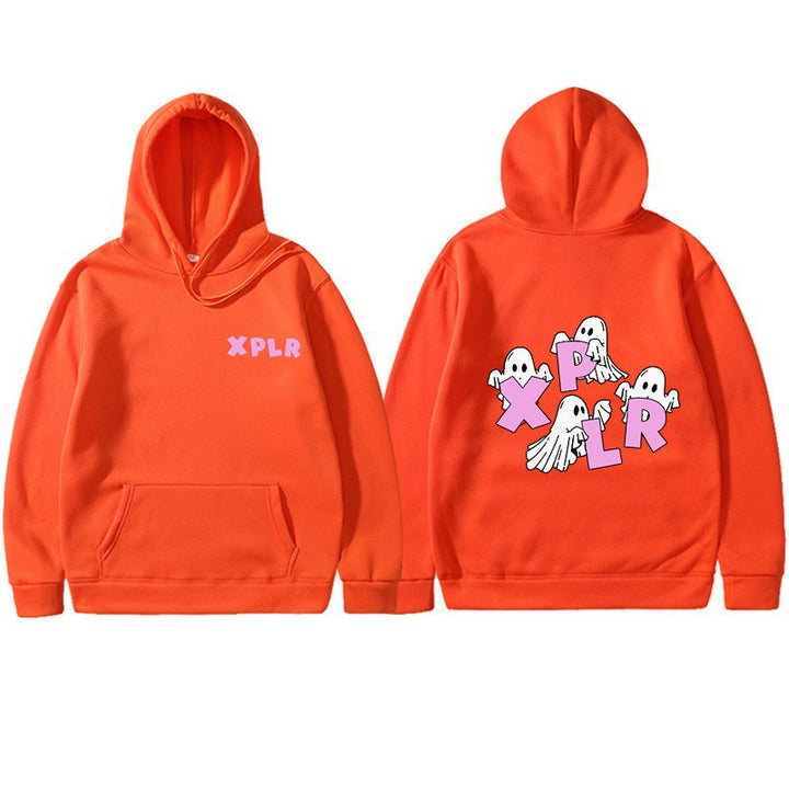 Women's hooded sweatshirt with creative ghost motif and kangaroo pocket Lisslune