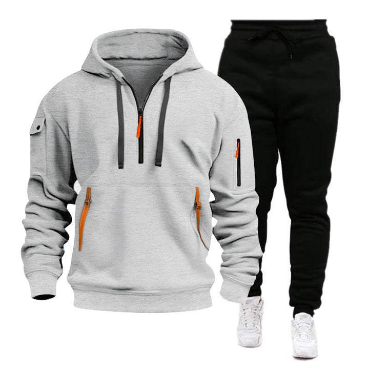 Men's sporty hoodie set with practical zip pockets and breathable properties Lisslune