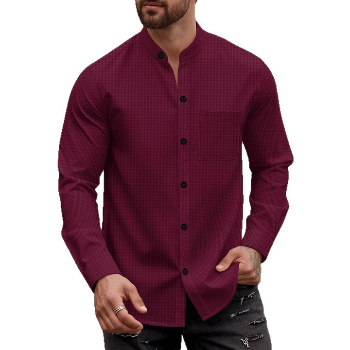 Men's modern long-sleeve shirt with textured design and practical chest pocket Lisslune