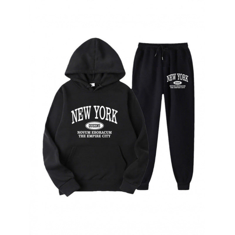 Women's hoodie set with versatile lettering and comfortable pockets Lisslune