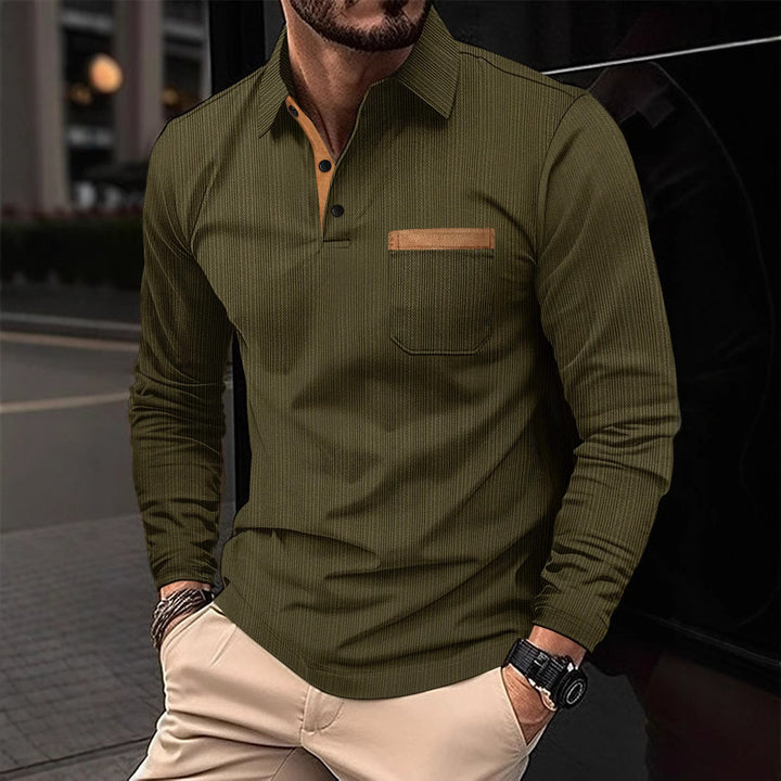Men's long-sleeve shirt with structured accents and modern collar Lisslune