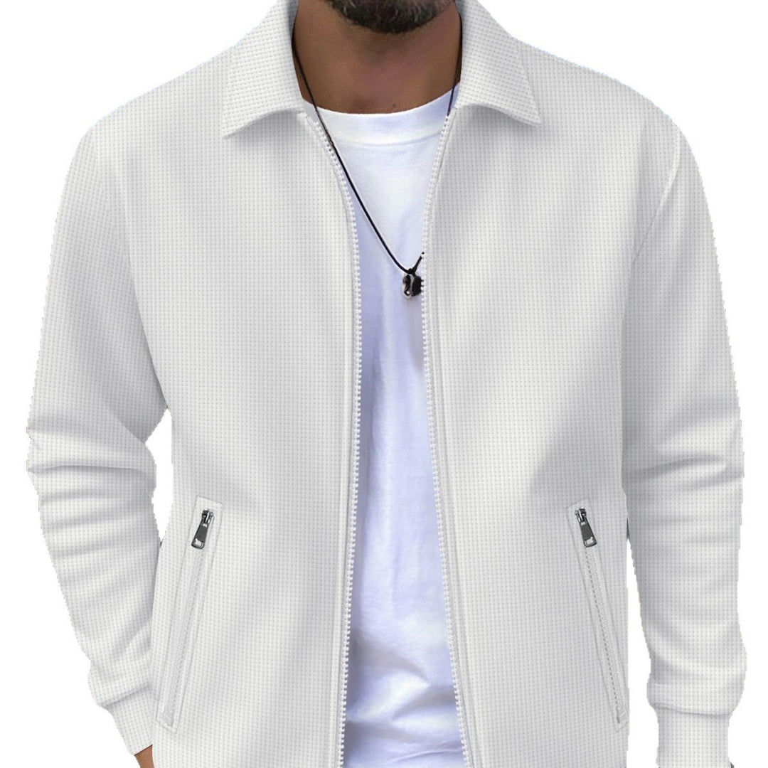 Men's modern leisure jacket with textured design and practical zip pockets Lisslune