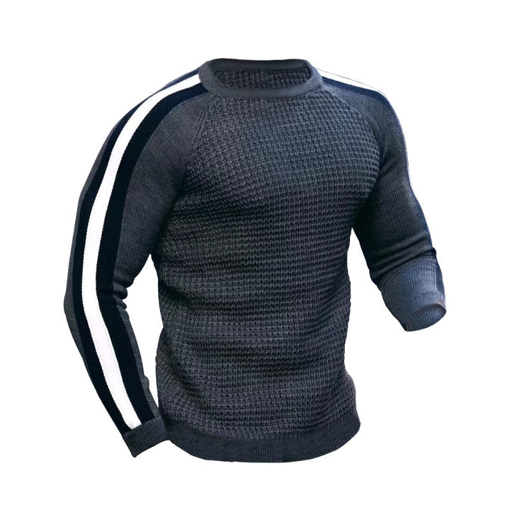 Men's knitted sweater with sporty stripes Lisslune