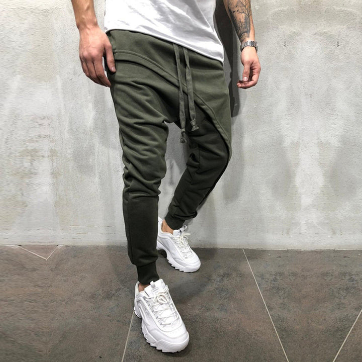 Men's Sporty Comfortable Jogging Pants with Drop Crotch and Drawstring Lisslune