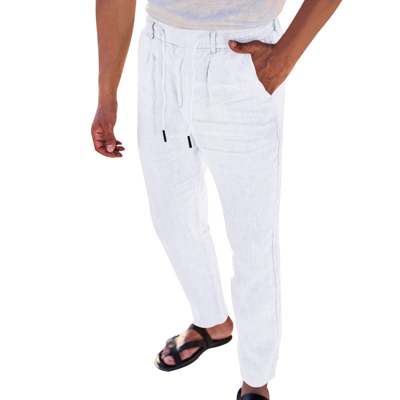 Men's Lightweight Linen Pants with Adjustable Waistband and Practical Side Pockets Lisslune