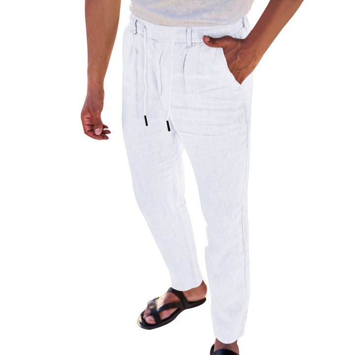 Men's Lightweight Linen Pants with Adjustable Waistband and Practical Side Pockets Lisslune