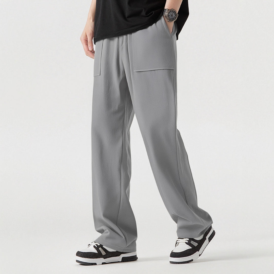 Men's Casual Cargo Pants with Practical Pockets and Elastic Waistband Lisslune