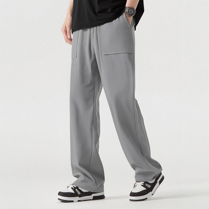 Men's Casual Cargo Pants with Practical Pockets and Elastic Waistband Lisslune