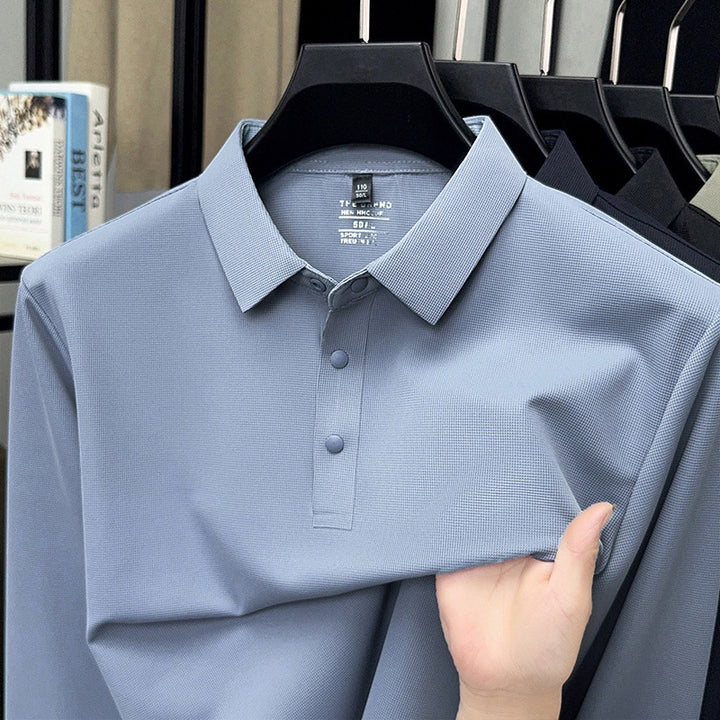 Men's Long Sleeve Polo Shirt with Breathable Structure Lisslune