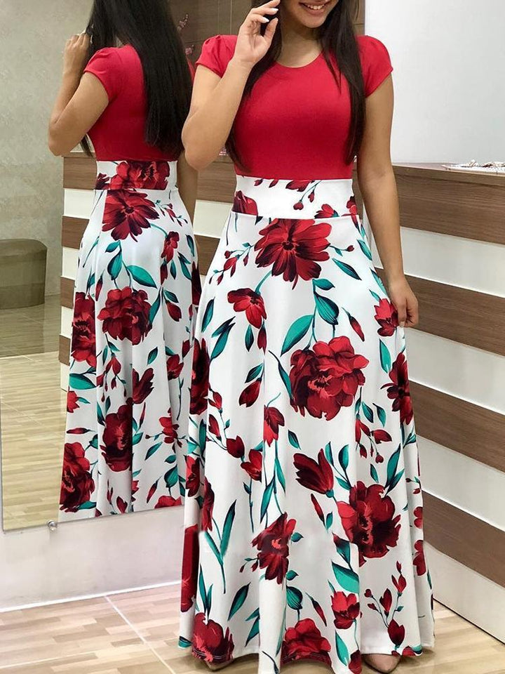 Damen Elegantes Maxikleid mit grafischem Druck und flexiblem Bund Lisslune