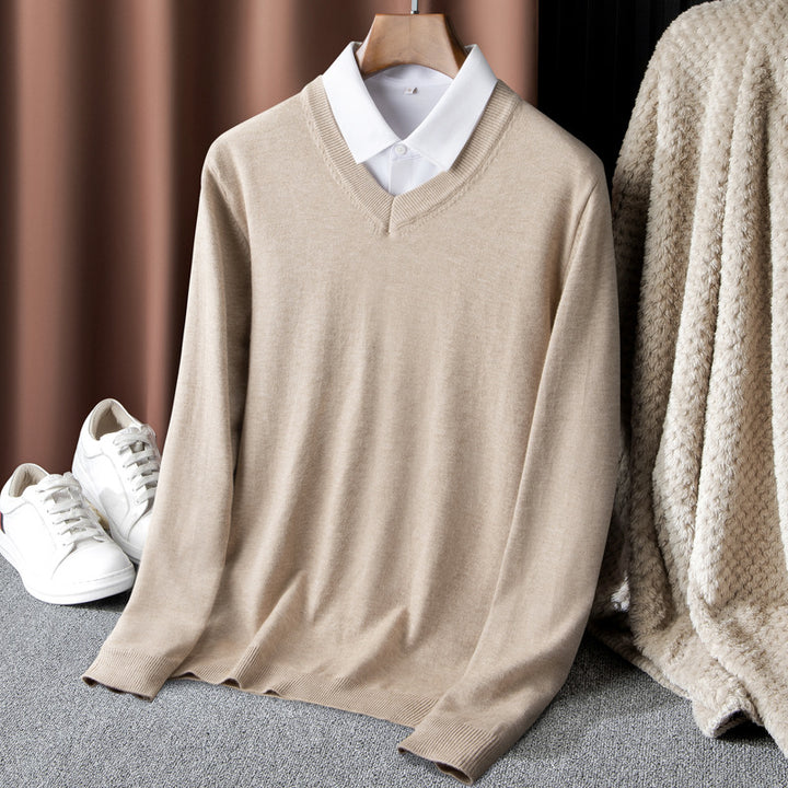 Men's Pullover with V-Neck and Fine Knit Structure Lisslune