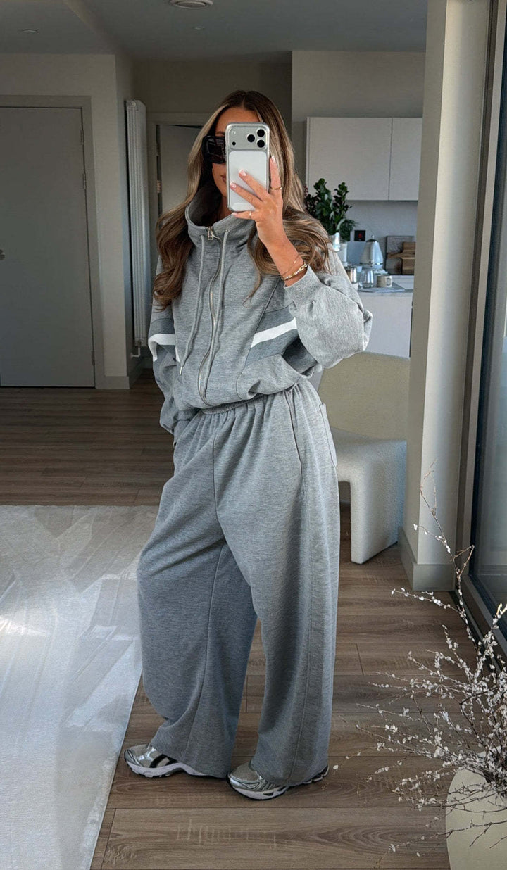 Women's sporty loungewear set with high collar and wide leg Lisslune